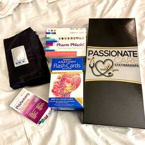 Passionate Care Stethoscope, Blood Pressure Cuff, and Medical Flashcards Set